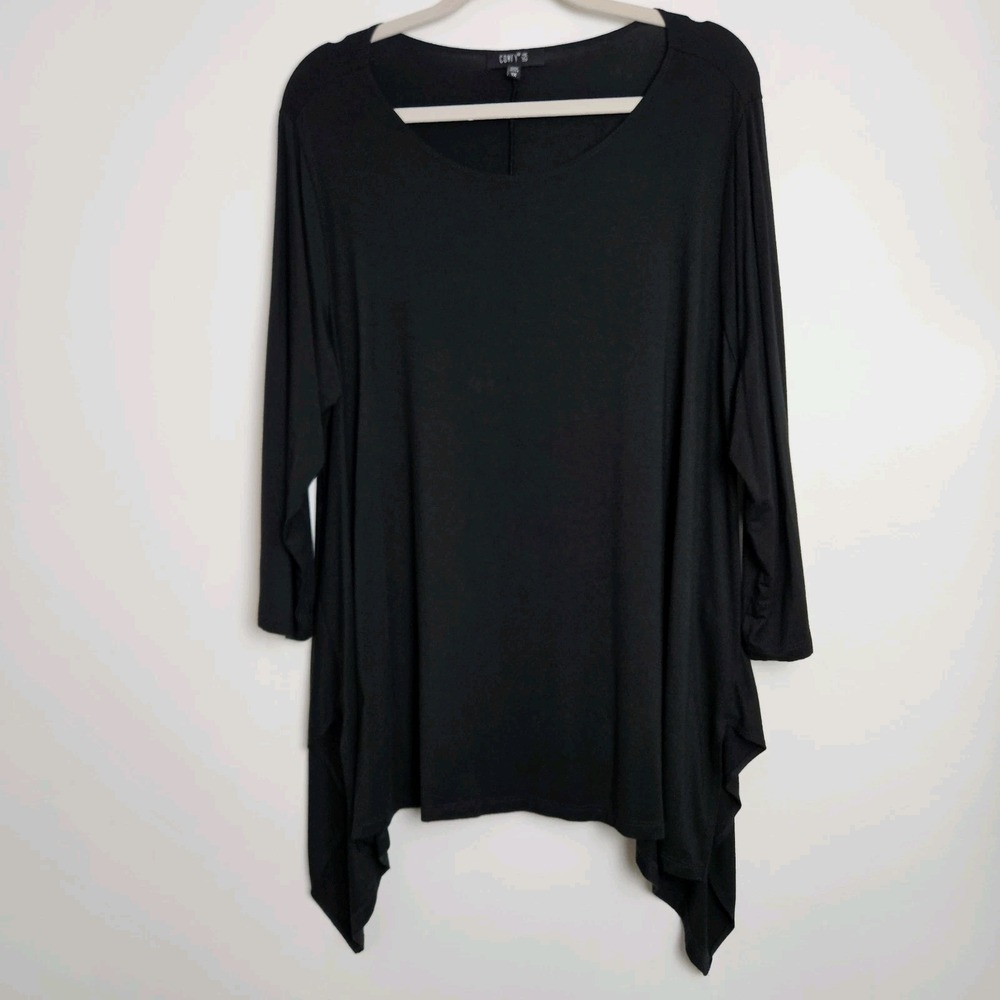 Comfy USA Black Flowing Tunic Top